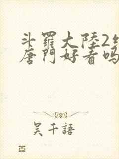 斗罗大陆2绝世唐门好看吗封面