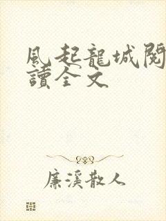 风起龙城阅读阅读全文