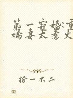 第一宠婚:重生娇妻太惹火封面