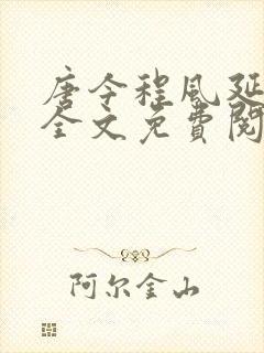 唐今程风延小说全文免费阅读