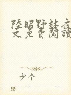 陆昭野林夜棠全文免费阅读最新章节