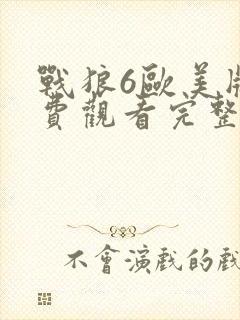 战狼6欧美版免费观看完整版国语封面