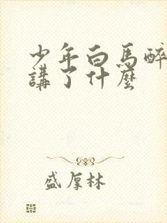 少年白马醉春风讲了什么封面