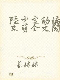 陆少家的娇妻软又萌全文阅读