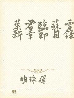 叶君临苏雪儿最新章节目录免费阅读