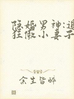 隐婚男神:追捕狂傲小妻子