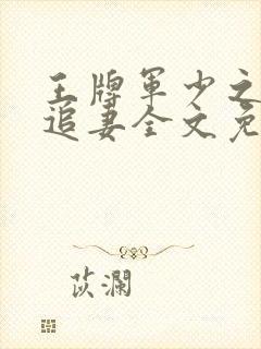 王牌军少之特战追妻全文免费txt