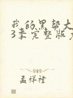 我的黑帮大佬第3季完整版免费观看