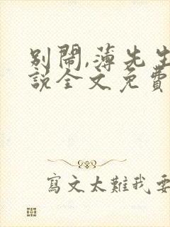 别闹,薄先生小说全文免费阅读txt封面