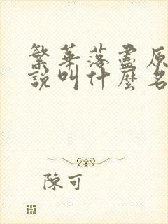 繁华落尽原著小说叫什么名字