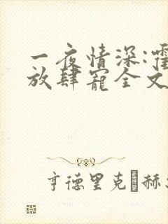 一夜情深:霍少放肆宠全文