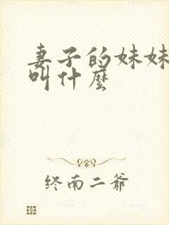 妻子的妹妹应该叫什么