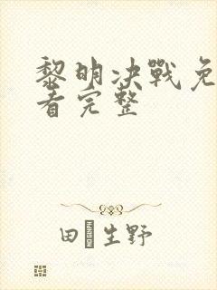 黎明决战免费观看完整封面