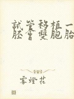 试管移植一枚囊胚会双胞胎吗