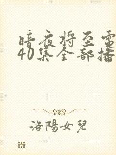 暗夜将至电视剧40集全部播放