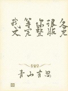 我等你很久了全文完整版免费阅读