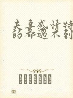 夫妻感情特别好的都过不到老封面