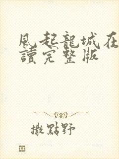 风起龙城在线阅读完整版封面