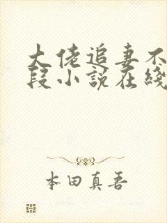 大佬追妻不择手段小说在线收听