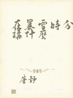 在暴雪时分小说讲什么