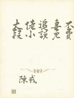 大佬追妻不择手段小说免费阅读全文