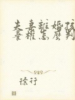 夫妻离婚孩子抚养权怎么判定一个孩子