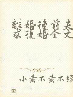 离婚后前夫哭着求复婚全文免费