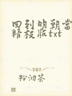 回到明朝当王爷精校版txt