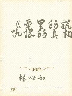 《爱里的谎言,仇恨的真相》短剧