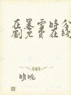 在暴雪时分电视剧免费在线观看封面