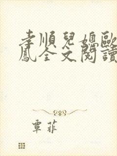 孝顺儿媳欧阳玉凤全文阅读封面