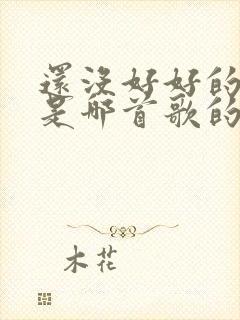 还没好好的感受是哪首歌的歌词