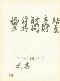 婚前财产结婚后算共同财产吗