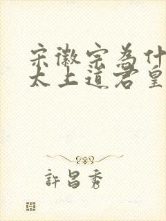 宋徽宗为什么叫太上道君皇帝