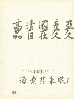 高清国产亚洲精品自在久久