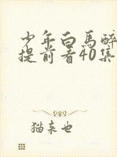 少年白马醉春风提前看40集封面