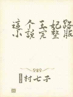 这个王妃路子野小说完整版