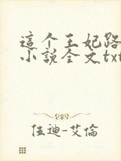 这个王妃路子野小说全文txt下载