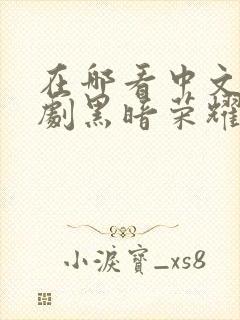 在哪看中文版韩剧黑暗荣耀第二季