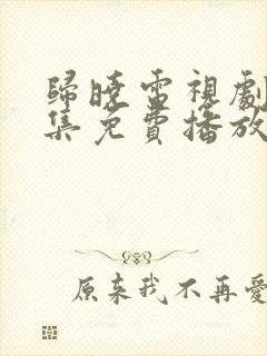 归晓电视剧40集免费播放