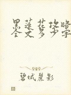 黑莲花攻略手册全文多少字