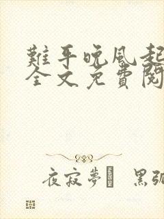 难平晚风起小说全文免费阅读