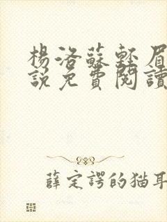 杨洛苏轻眉笔小说免费阅读封面