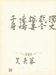 千亿总裁独宠替身娇妻全文阅读小说