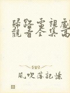 归路电视剧免费观看全集高清