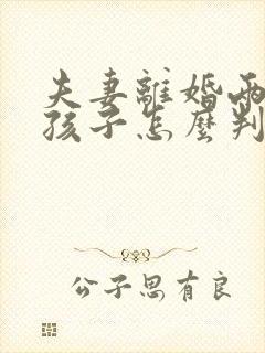 夫妻离婚两个女孩子怎么判抚养权封面