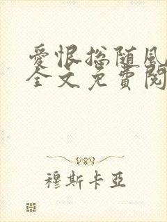 爱恨总随风小说全文免费阅读