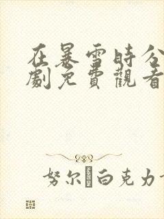 在暴雪时分电视剧免费观看星辰