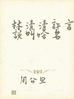林清清许言冰小说叫啥名
