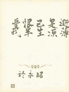 爱恨已是逝,许我半生凉薄